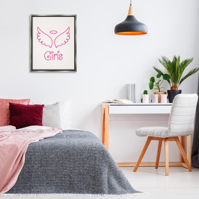 «Minimal Angel Girls», art mural encadré noir sur toile par Nataly White