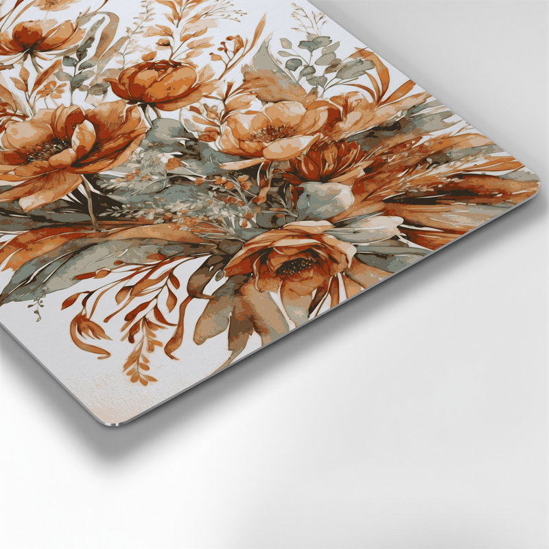Aquarelle florale 43, art mural gris en métal, H 14 po x l 11 po