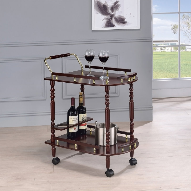 Chariot de service à 2 tablettes Merlot and Brass