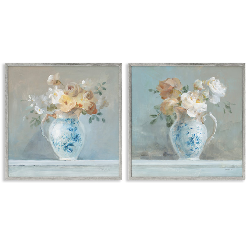 «Heirloom Bouquet Pitcher», ensemble de 2 giclées par Danhui Nai, Estampe numérique Farmhouse, H 24 po x l 24 po