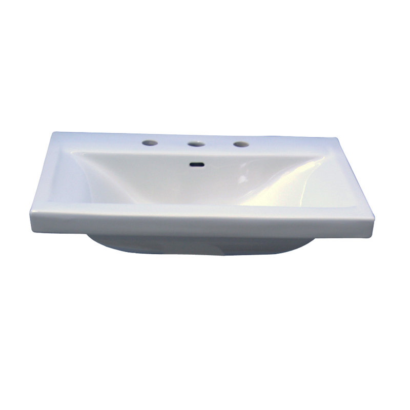 Lavabo de salle de bain mural rectangulaire en porcelaine vitreuse avec trop-plein Mistral, Centres de 8 po