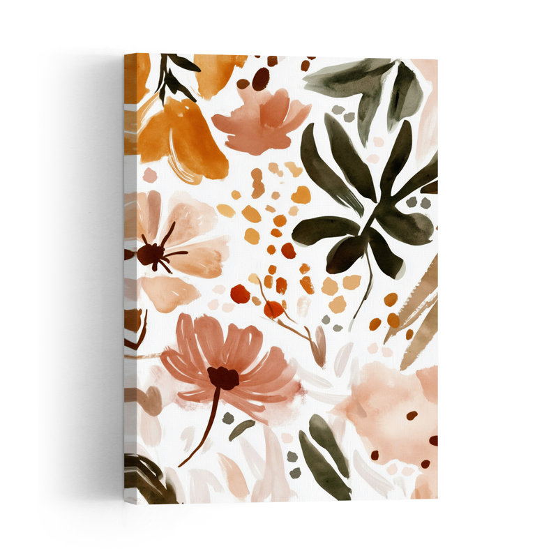 Illustration murale abstraite minimaliste et moderne représentant une floraison automnale, inspirée par la nature et le style minimaliste.