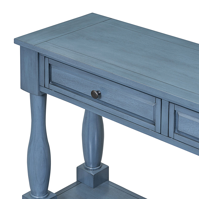 Aiyonna 63" Console Table,Entryway Table,Sofa Table with 3 functional drawers and a bottom shelf, Navy