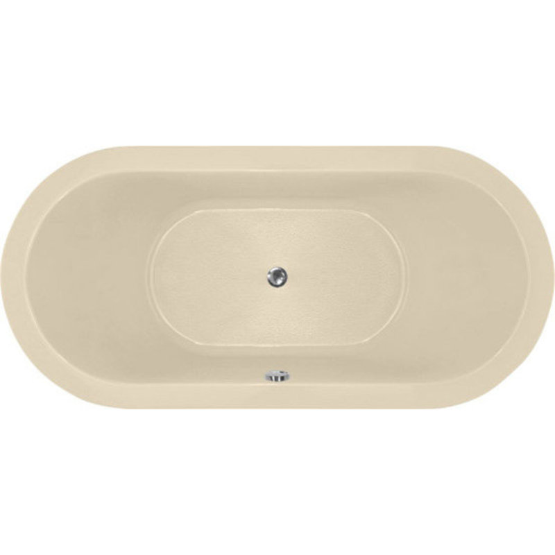 Elle 72'' L Soaking Bathtub, Bone, Satin Nickel