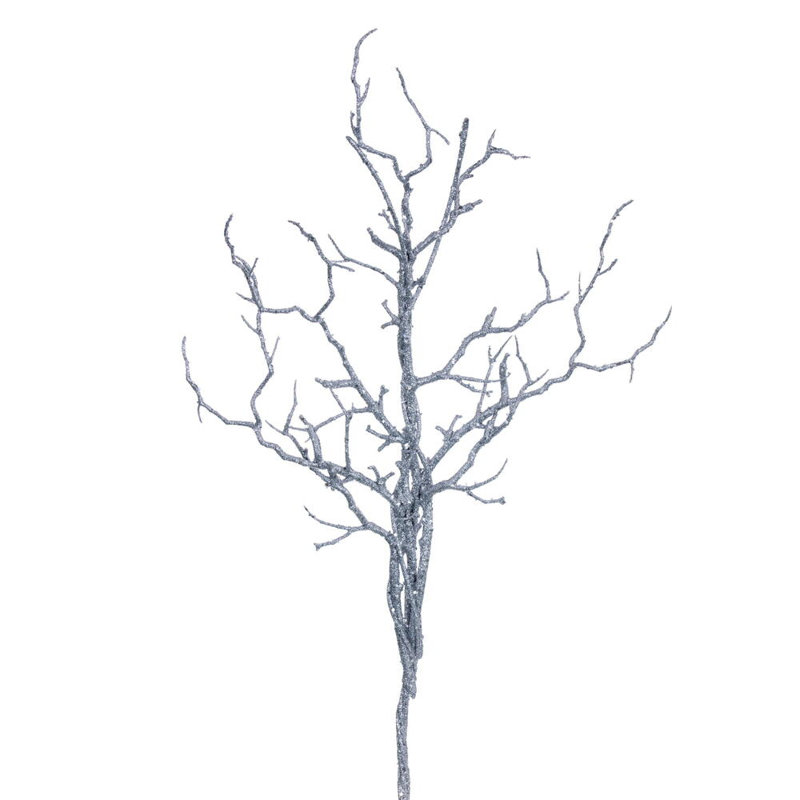 Vickerman 24" Artificial Black Twig Branch. Includes 3 pieces per bag., Silver