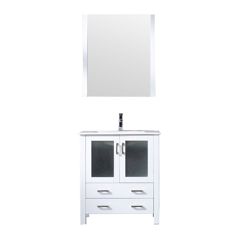 Meuble-lavabo blanc en céramique avec robinet et miroir l 28 po x H 32 po - P 30 po 18,25 po avec robinet inclus
