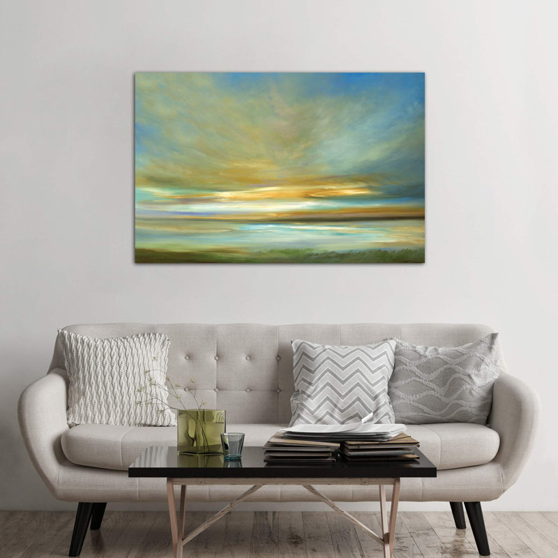 Light On The Dunes by Sheila Finch - Painting on Canvas, 66.04 cm H x 45.72 cm W, Black Floater Framed