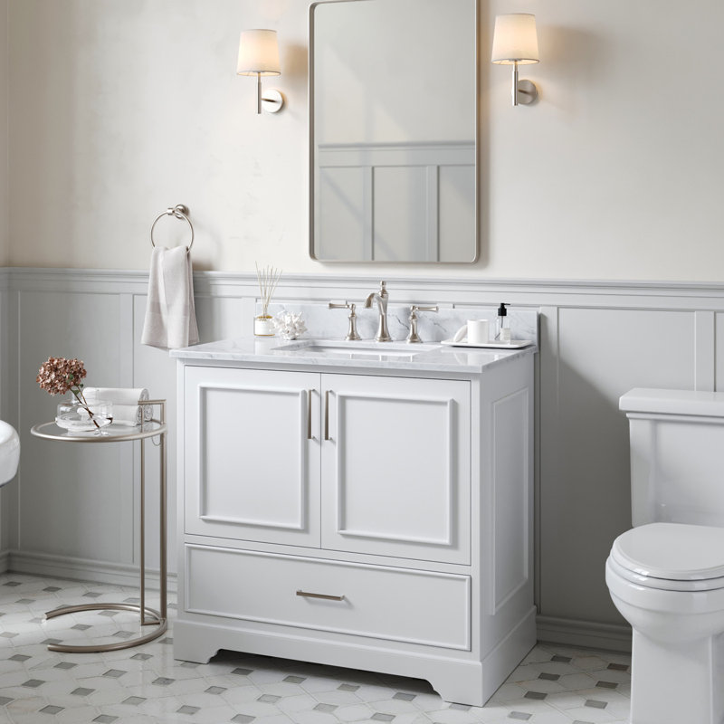 Stafford 36.75'' W Single Bathroom Vanity Base, White