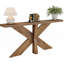 Console de style maison de campagne de 70,9 po de long, canapé brun chêne derrière le canapé avec base géométrique en bois, table d'appoint de vestibule pour le salon