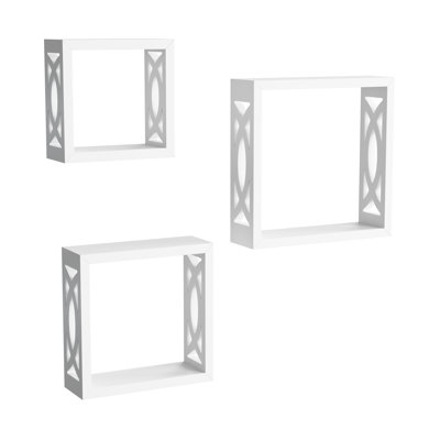 Floating Shelves- Open Cube Wall Shelf Set with Hidden Brackets, 3 Sizes to Display Décor, Photos, More- Hardware Included
