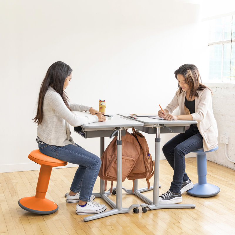 Adjustable Height Orange Wobble Stool with Non-Slip Seat
