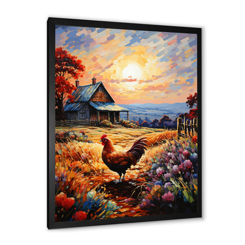 Aylamae Roaster Barnyard Serenade III sur toile, Impression noire sur toile encadrée, H 20 po x l 12 po x P 1 po