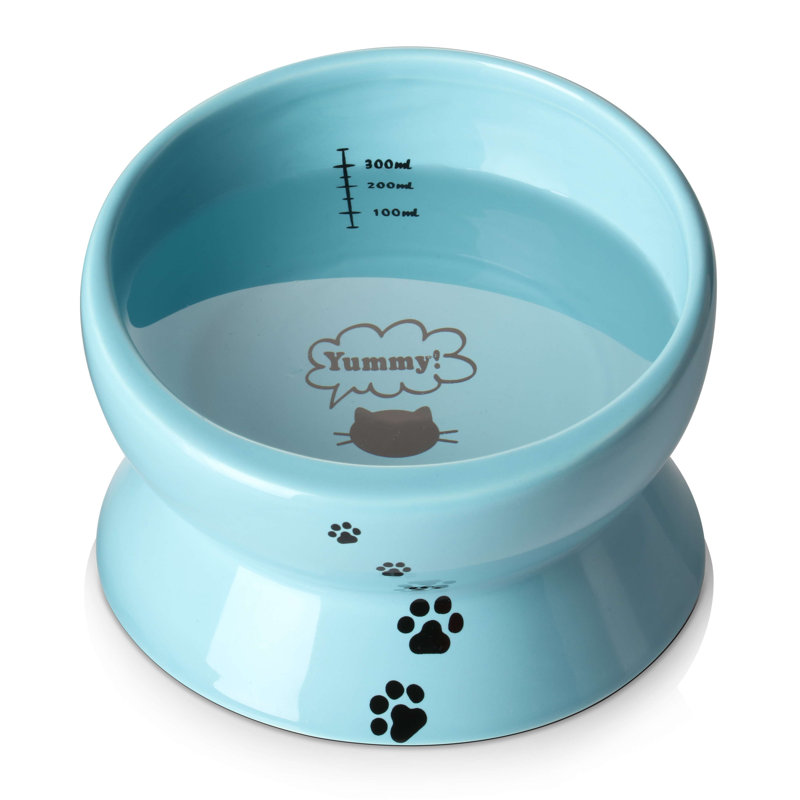 Bol surélevé pour chat, Bleu lac, 4''