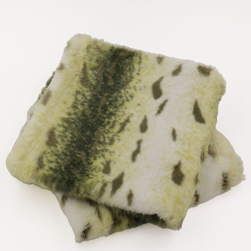 Citraka Animal Print Faux Fur Pillow Cover, Forest Green