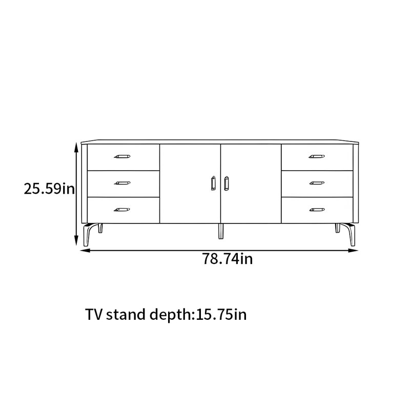 Meuble télé léger et luxueux, Gris / gris blanc, 78.74"