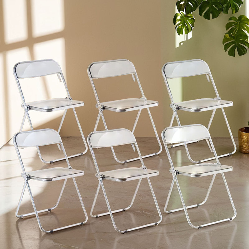 Chaise pliante en acrylique empilable et imperméable en acrylique (ensemble de 6), Transparent