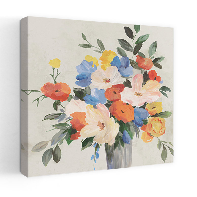 Printemps en fleurs, art floral coloré et organique, H 18 po x l 18 po