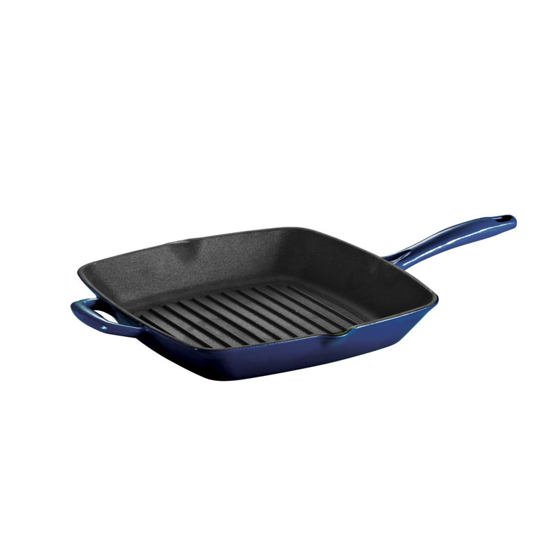 Tramontina Bestow Enamelled Cast Iron Griddle Pan 27 cm, Blue