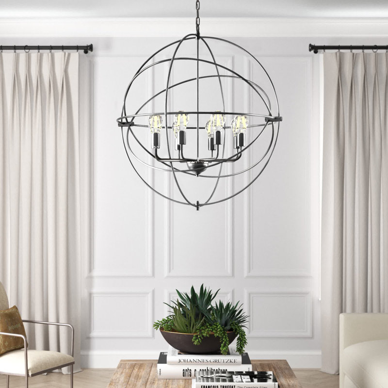 Lustre à 8 globes Anamda, Nickel poli