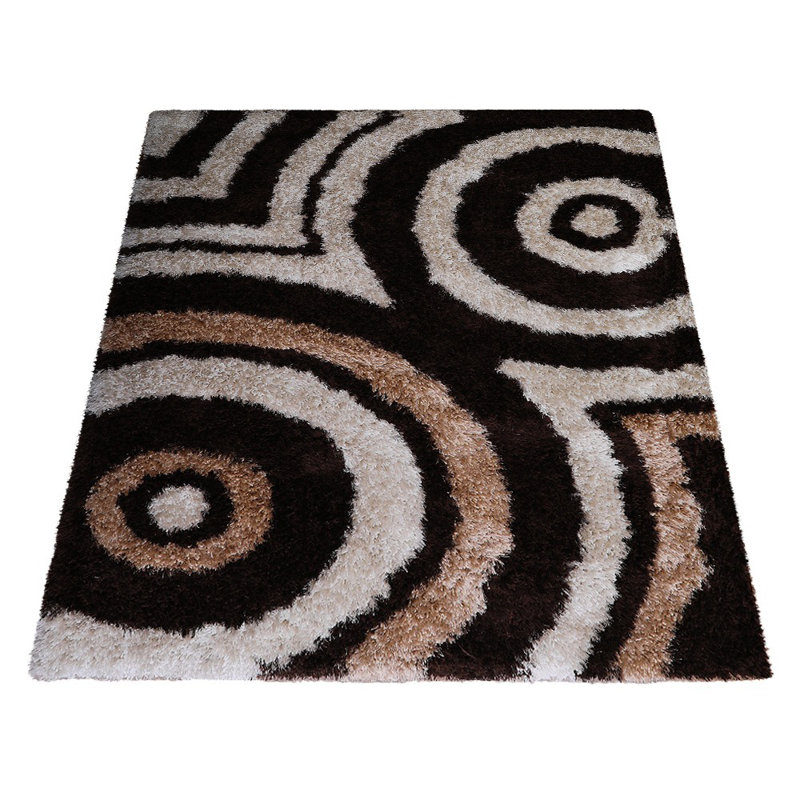 Aaliyah Hand Tufted Shag Polyester Eco-Friendly Area Rugs - Rectangle, Beige Brown Colour, Geometric Modern Design, High Pile Thick Handmade Anti Skid Area Rugs for Living Room, Bed Room