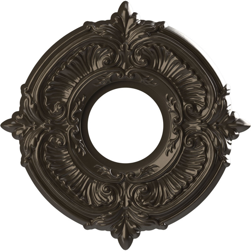 Attica Thermoformed PVC Ceiling Medallion, 10" H x 10" W x 0.75" D, Metallic Dark Bronze