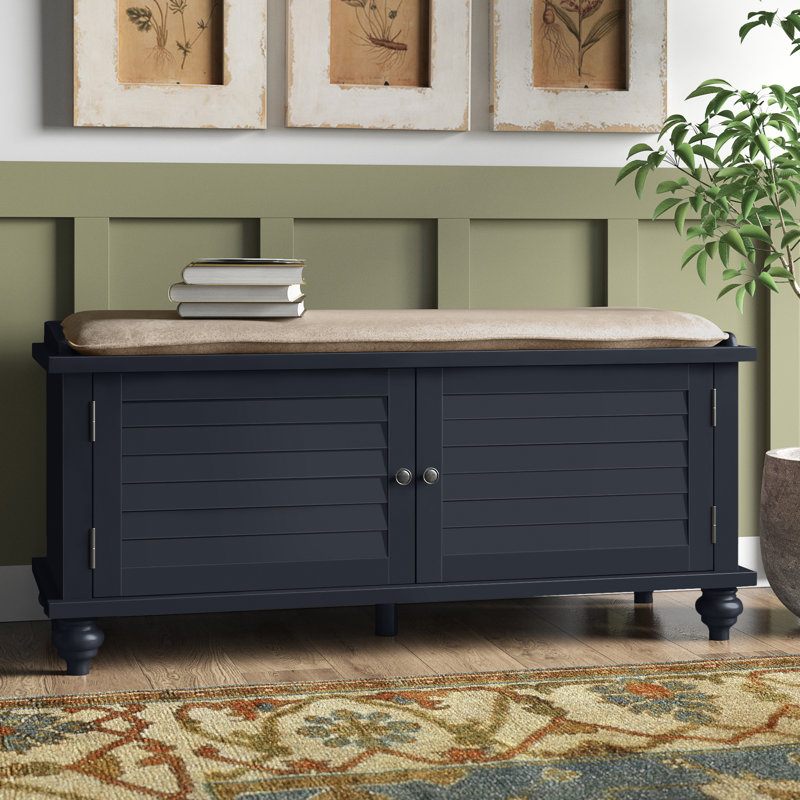 Lechner Velvet Upholstered Storage Bench, Vulcan Black