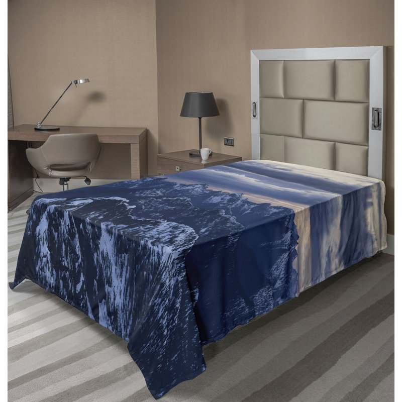 Drap plat Ambesonne Landscape, Drap plat pour lit simple