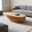 Table basse 47 po ovale avec rangement Table d'appoint moderne en placage de bois massif pour salon, chambre à coucher, appartement ou bureau, bois naturel-1315962950