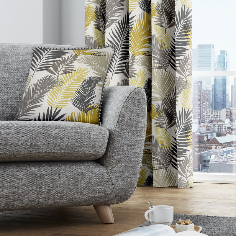Tropical Floral Square Throw Pillow Cover, Ochre