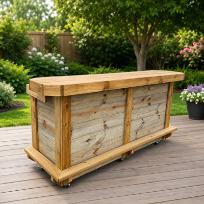 Boîte à fleurs surélevée en bois 7 pi avec roulettes, lit de plante d'extérieur rustique