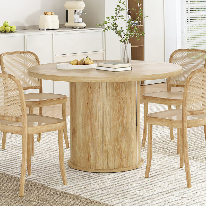 Table de salle à manger ronde 43 po pour 4 personnes, petite table de cuisine en bois avec base en métal robuste, table de salle à manger ronde moderne pour salle à manger, assemblage facile