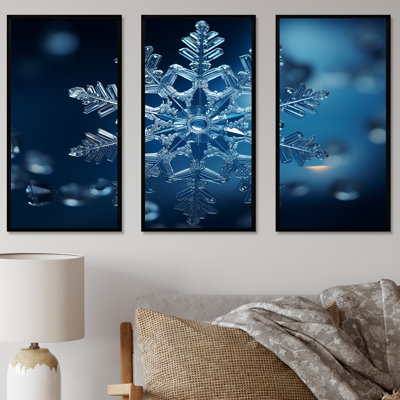 «Blue Snowflake Holiday I - Winter Landscape», art mural