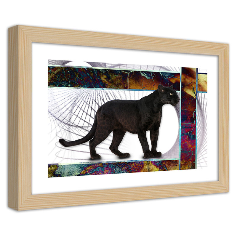 Leopard Animals 1 Piece Single Picture Frame Wall Art, 40cm H x 60cm W, Tan
