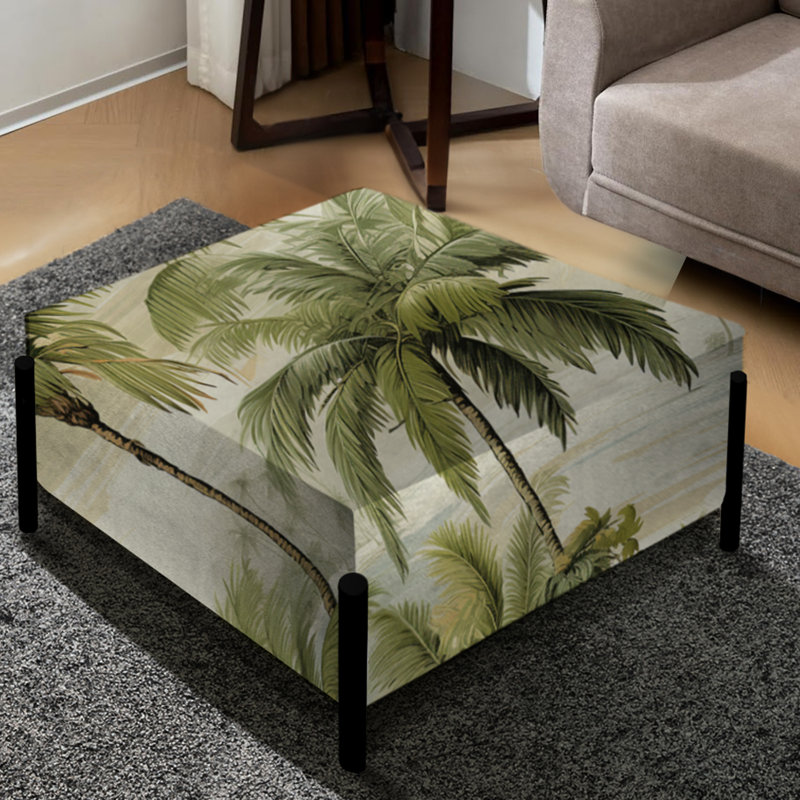 Motif rétro Vintage Palm Ii Tropical - Grand repose-pieds carré tropical