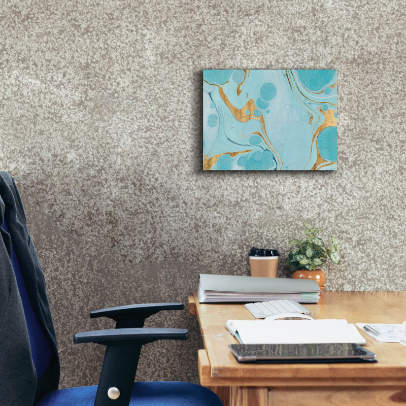  «Turquoise Stream 1» par Annie Warren, art mural sur toile, 16 po x 12 po