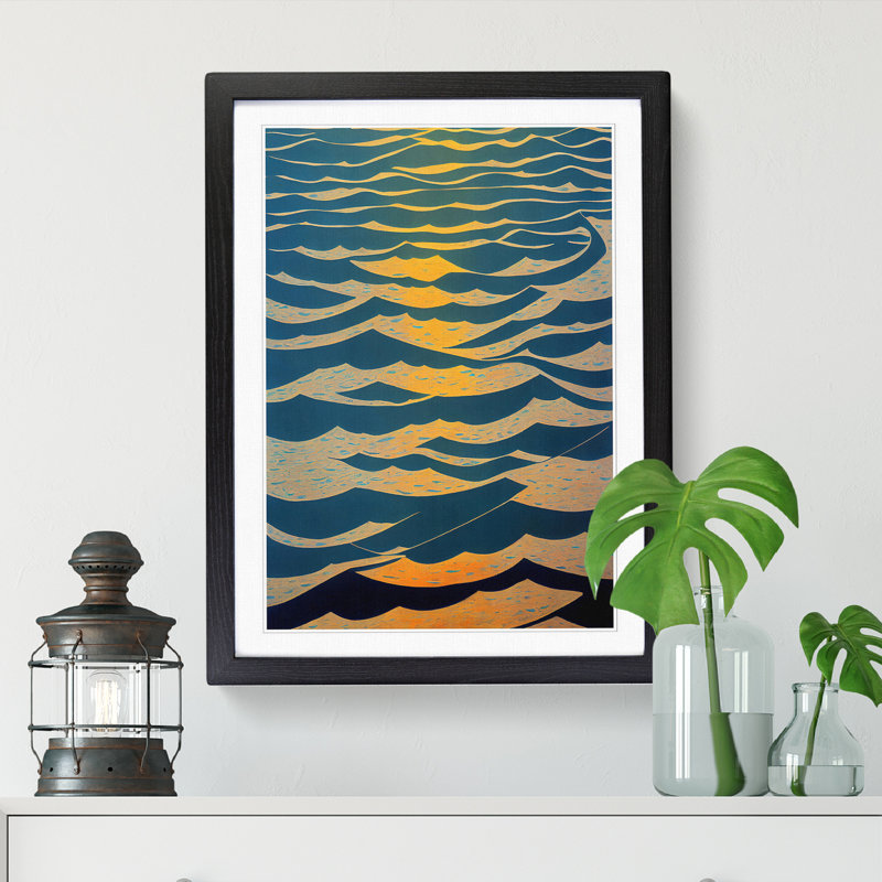 Unique Ocean Abstract Vol.5 - Picture Frame Print, 46cm H x 34cm W x 2cm D, Oak
