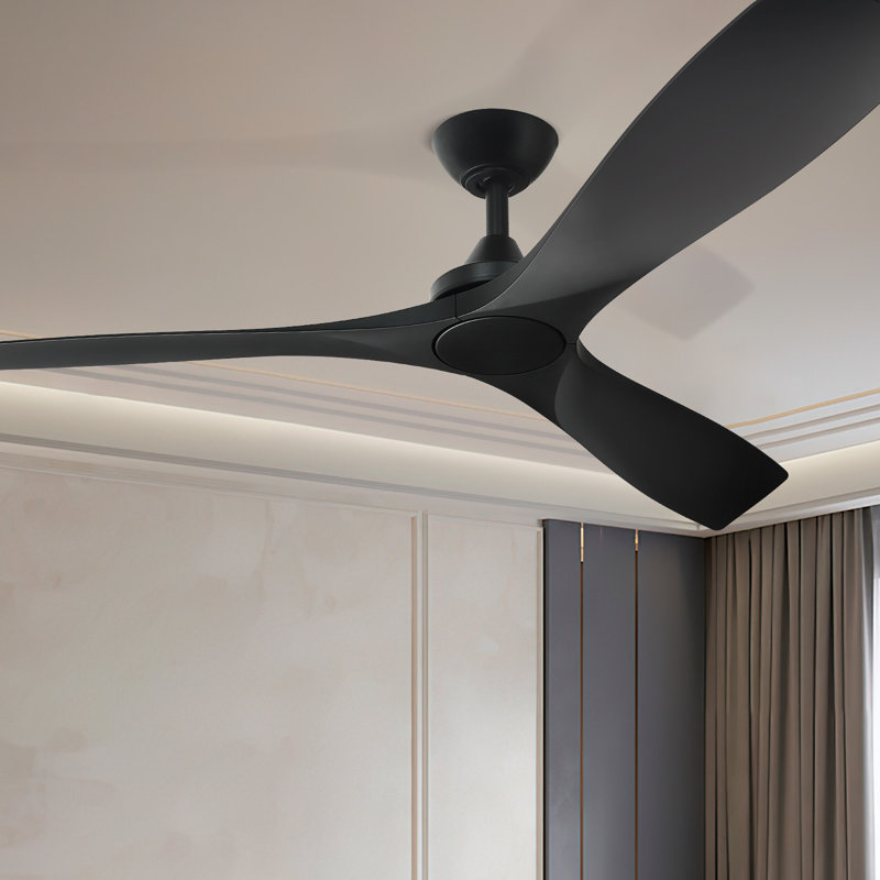 60" Ceiling Fan without Light, with Remote Control, Black, 52" L x 52" W