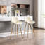 Lot de 2 tabourets de bar de 76 cm (30 pouces), tabouret de comptoir en velours crème, pieds dorés, repose-pieds, rembourrage en mousse, deux chaises longues en tissu, pieds et