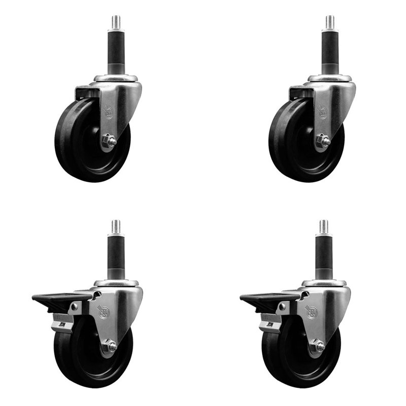 Ensemble de roulettes phénoliques pivotantes à roulettes extensibles 2 freins SCC PLB 4 po x 1 po