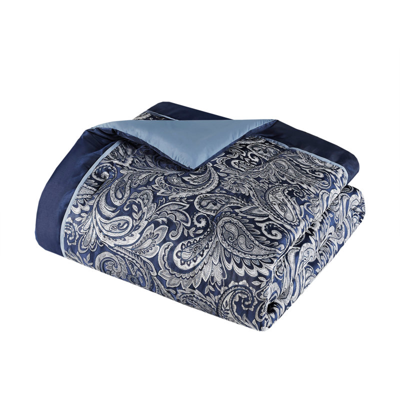 Ensemble d'édredon 12 pièces avec draps en coton bleu marine