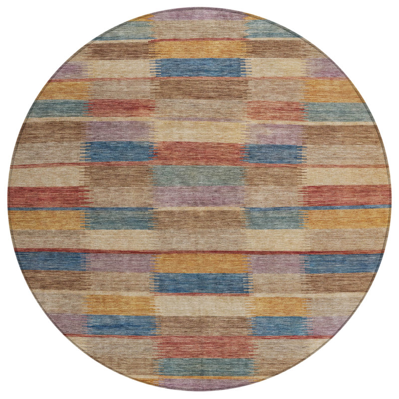 Solvia Beige Washable Indoor-Outdoor Rug - LOOMLAN, 8' x 8'