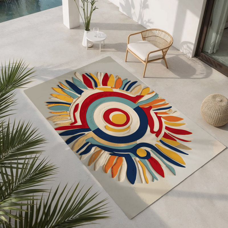 Sleek Beam Indoor And Outdoor Area Rug, Rectangle 1'6" x 2'6"