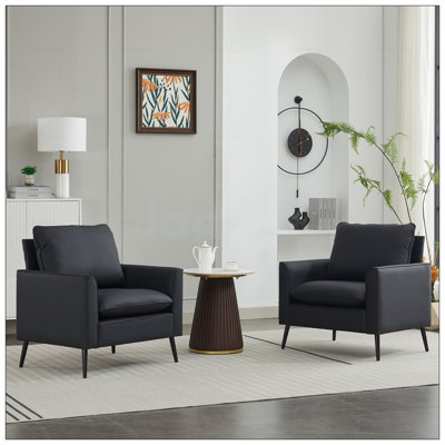 Fauteuil de luxe nordique rembourré en cuir pour le salon, le balcon et la chambre à coucher