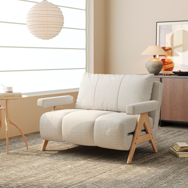 Canapé-lit inclinable 3-en-1 moderne avec dossier réglable, 37" H x 43.31" W x 35.43" D, Burlywood
