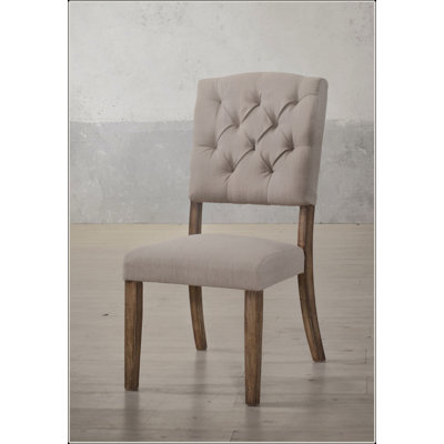 Bernard Beige Linen & Weathered Finish Side Chair (Set Of 2)