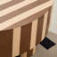Table basse ronde de 31,5 po, rayure blanc délavé et noyer, plateau en placage de bois naturel, centre de table de salon moderne