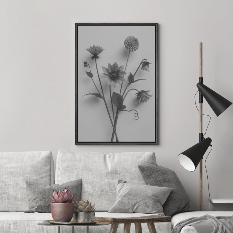 Fleur, art mural botanique sur toile, décoration murale, H 36 po x l 24 po, Noir