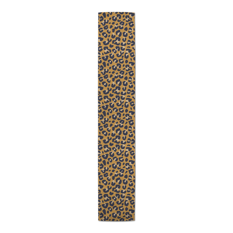 Dunihue Animal Print Cotton Blend Table Runner, 72" L x 16" W, Gold
