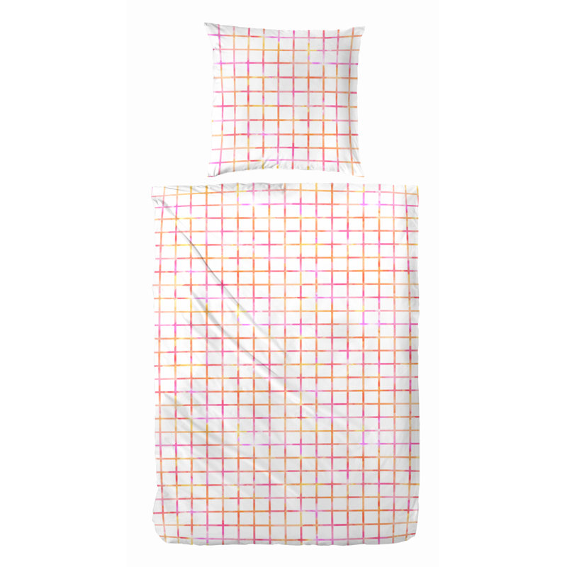 Hillsford Cotton 180 TC Duvet Cover Set, Single - 1 Pillowcase (80 x 80 cm), White/Red/Pink