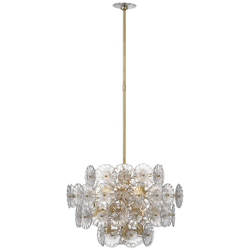 Julie Neill Gianna 24" Chandelie, Clear, Burnished Silver Leaf
